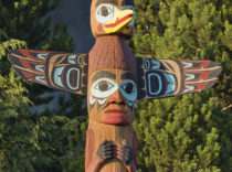 An image of a totem pole in Ketchikan, Alaska